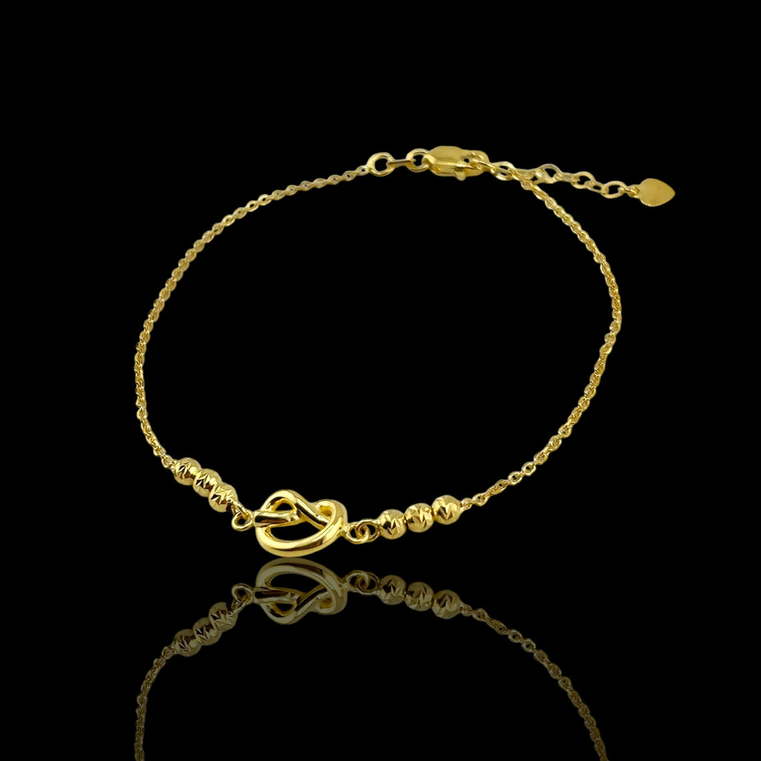 21K Solid Gold Heart Bracelet