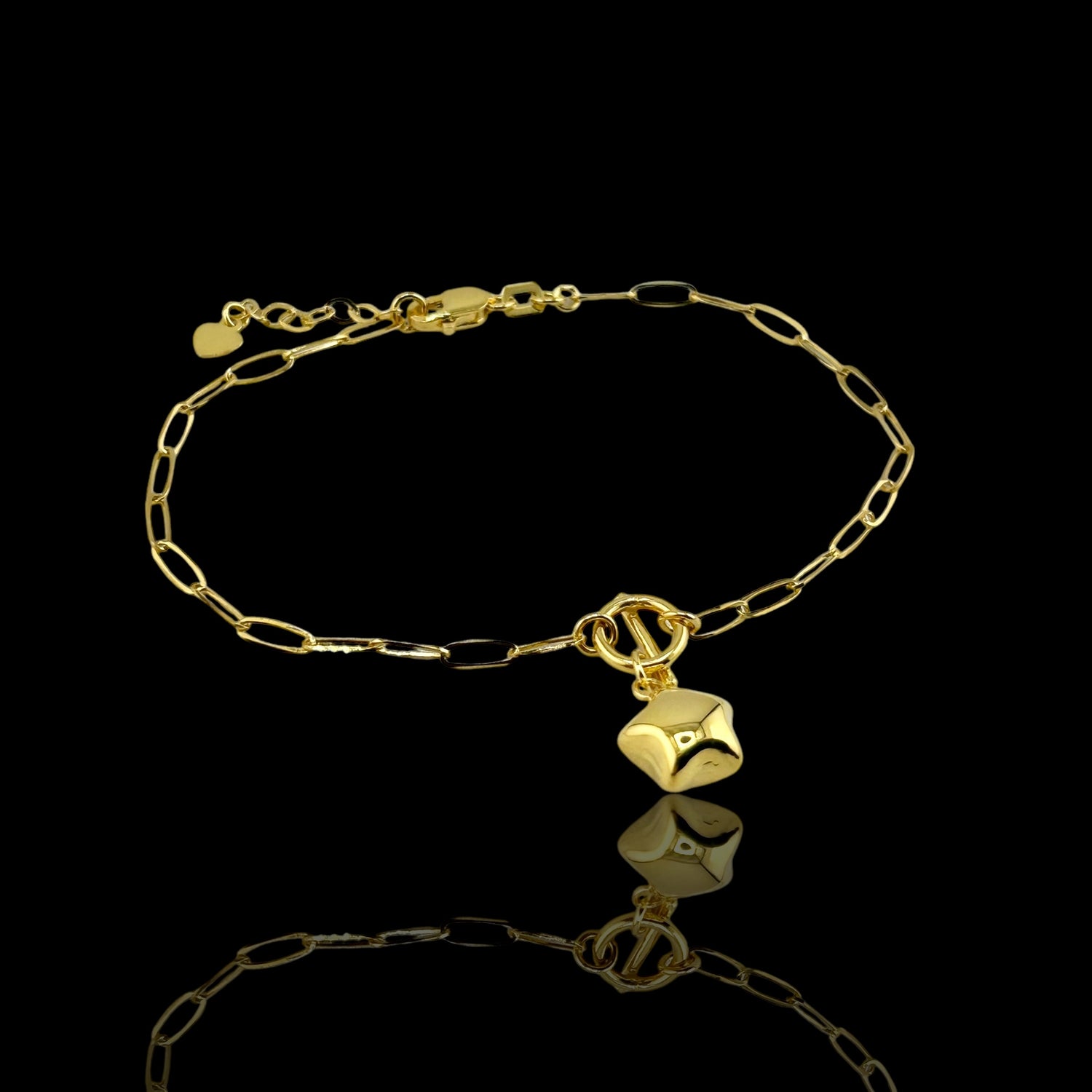 21K Solid Gold Star Bracelet