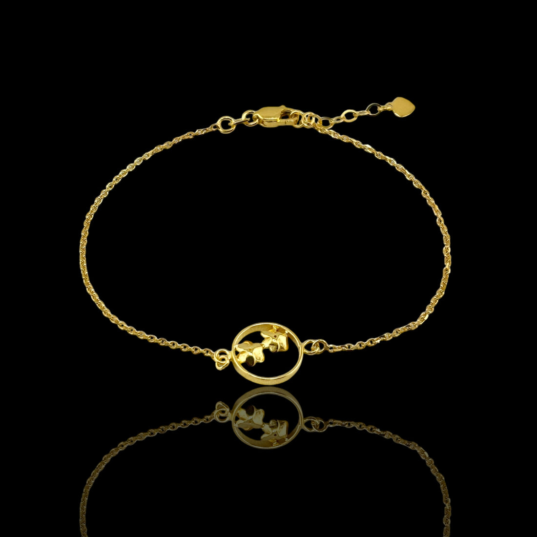 21K Solid Gold Flowers Bracelet