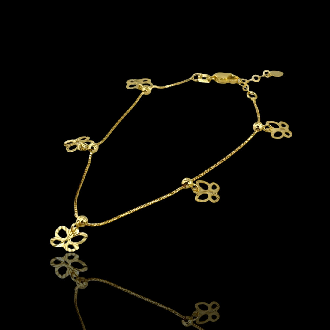 21K Solid Gold Butterflies Bracelet