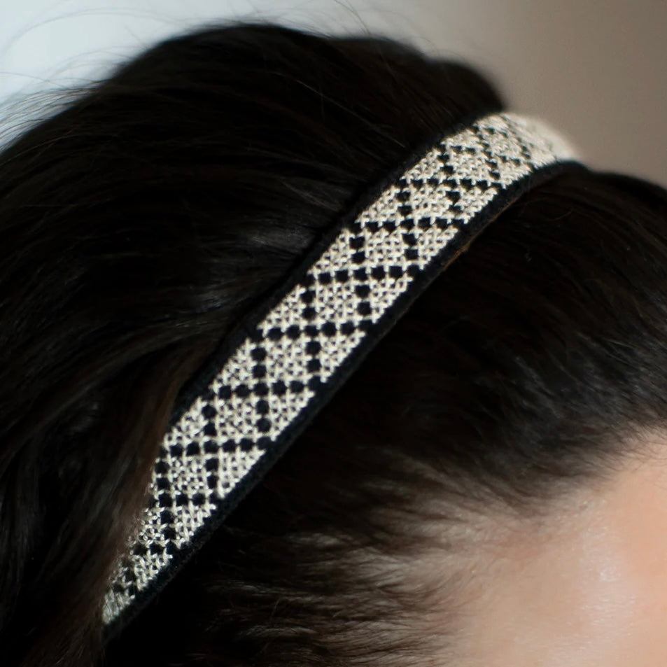 Hand-Made Embroidery Tatreez Headband - White