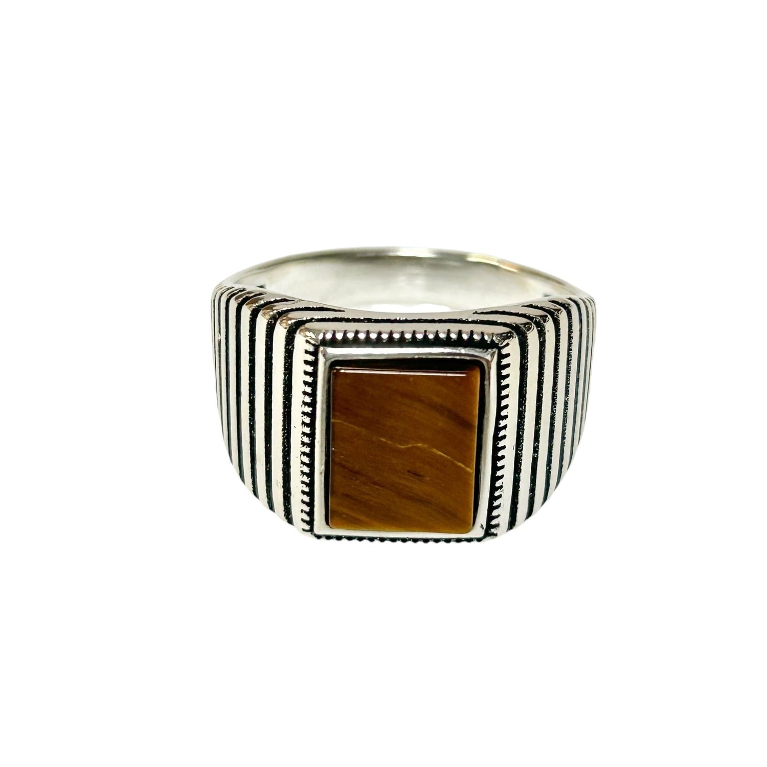 Sterling Silver Tiger Eye Agate Stone Ring