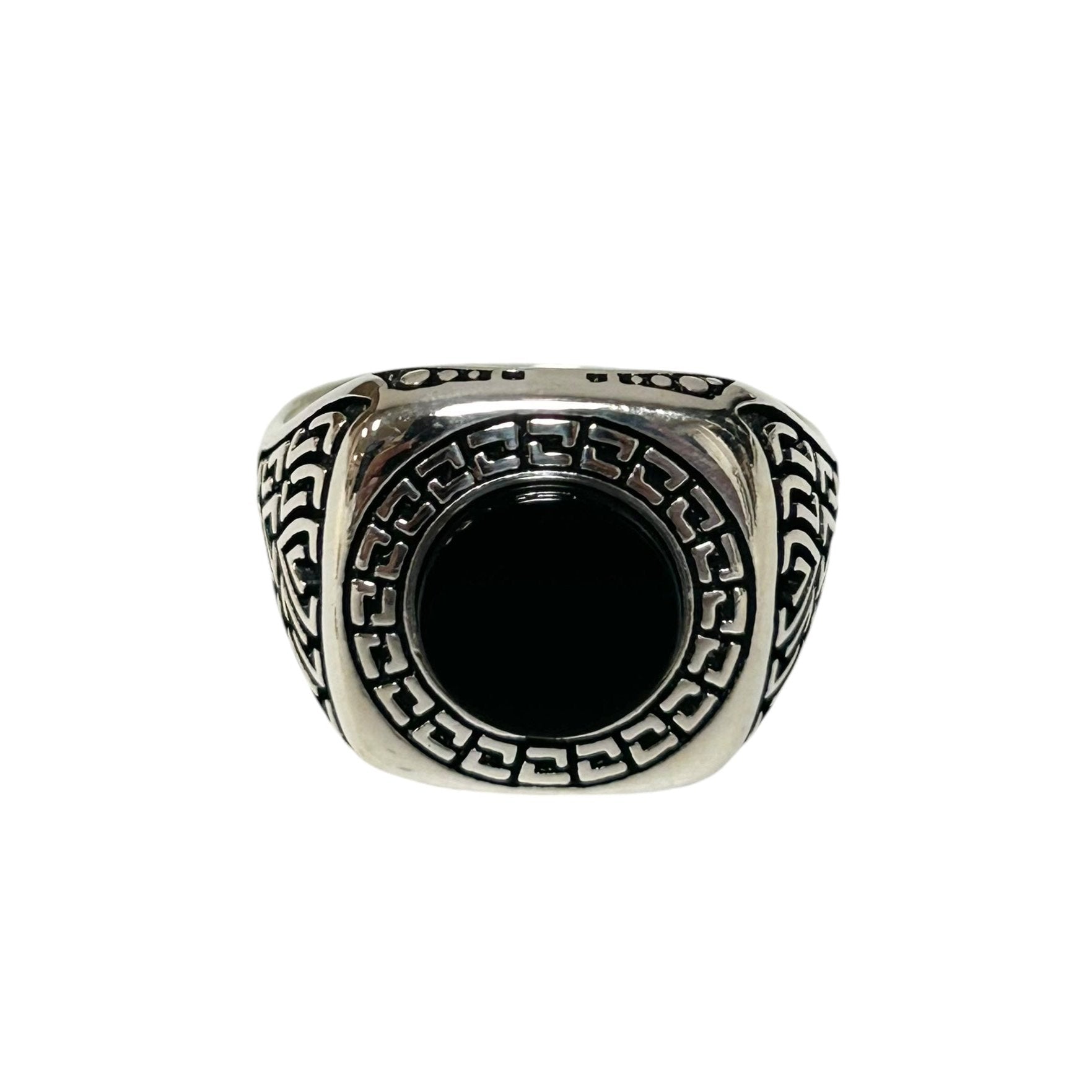 Sterling Silver Black Onyx Agate Stone Ring