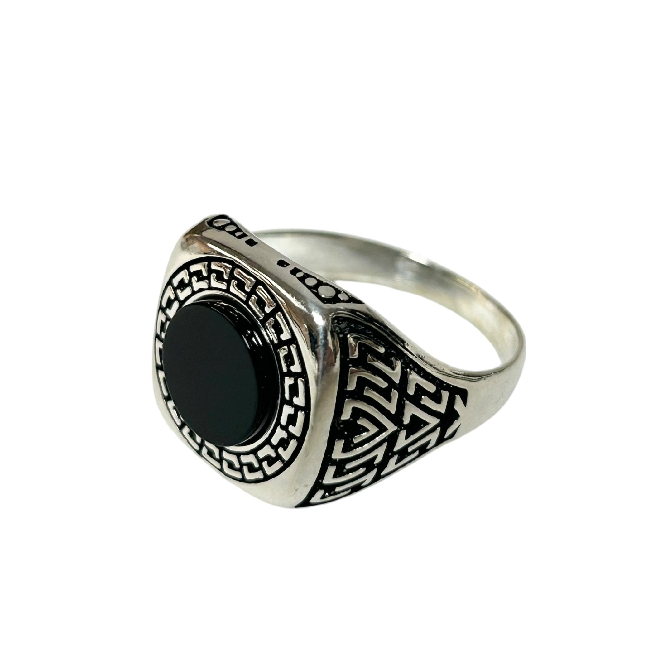 Sterling Silver Black Onyx Agate Stone Ring