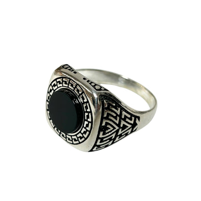 Sterling Silver Black Onyx Agate Stone Ring