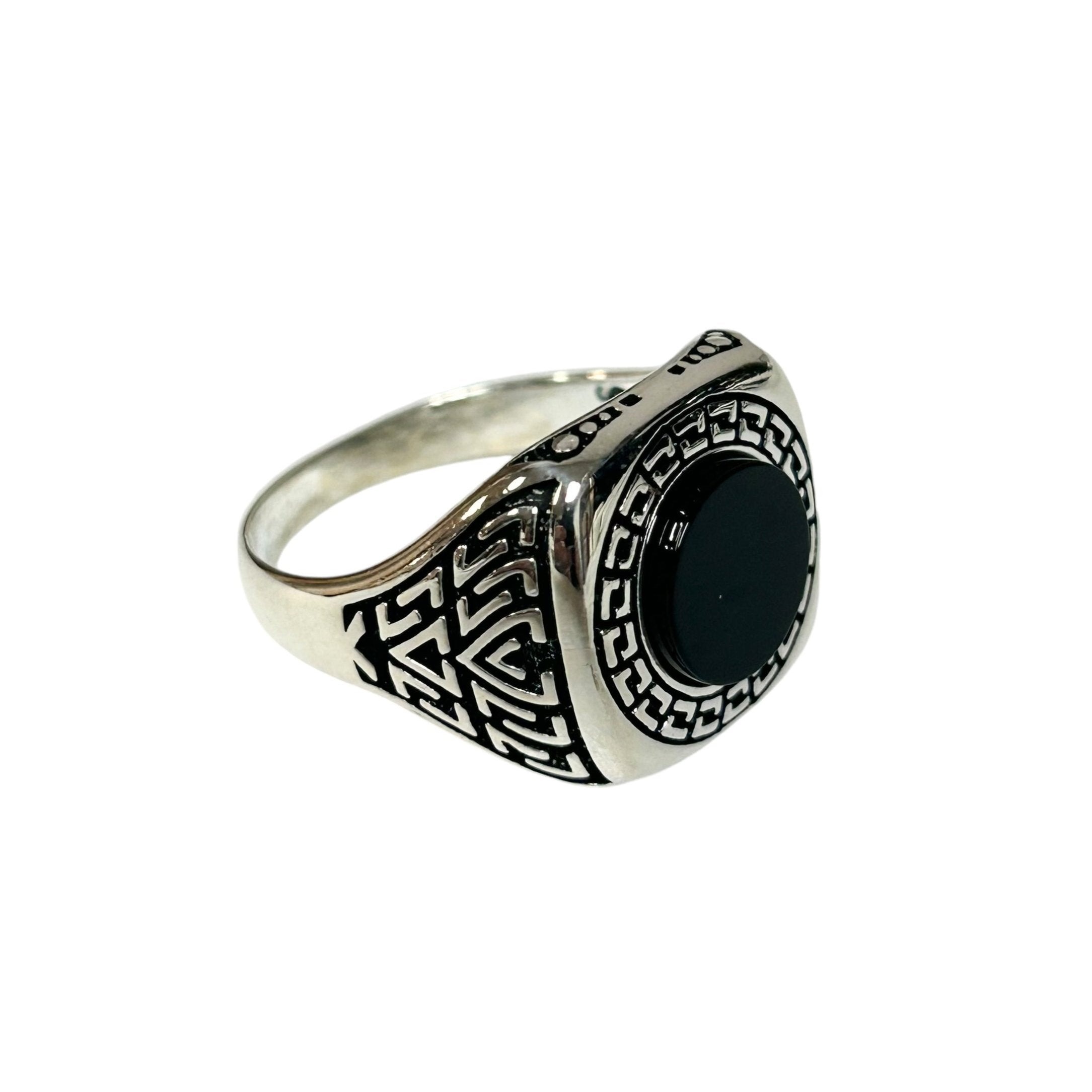 Sterling Silver Black Onyx Agate Stone Ring