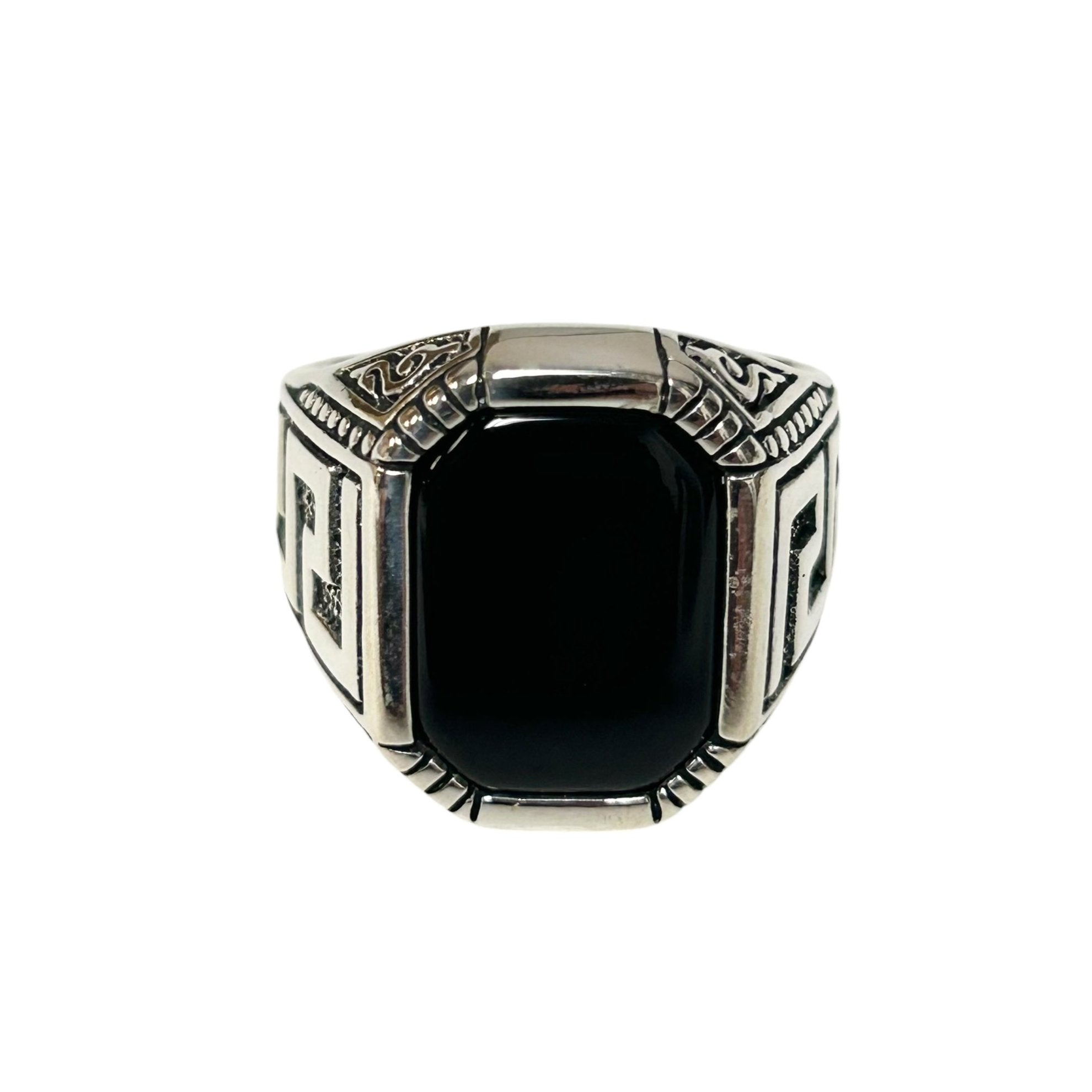 Sterling Silver Black Onyx Agate Stone Ring