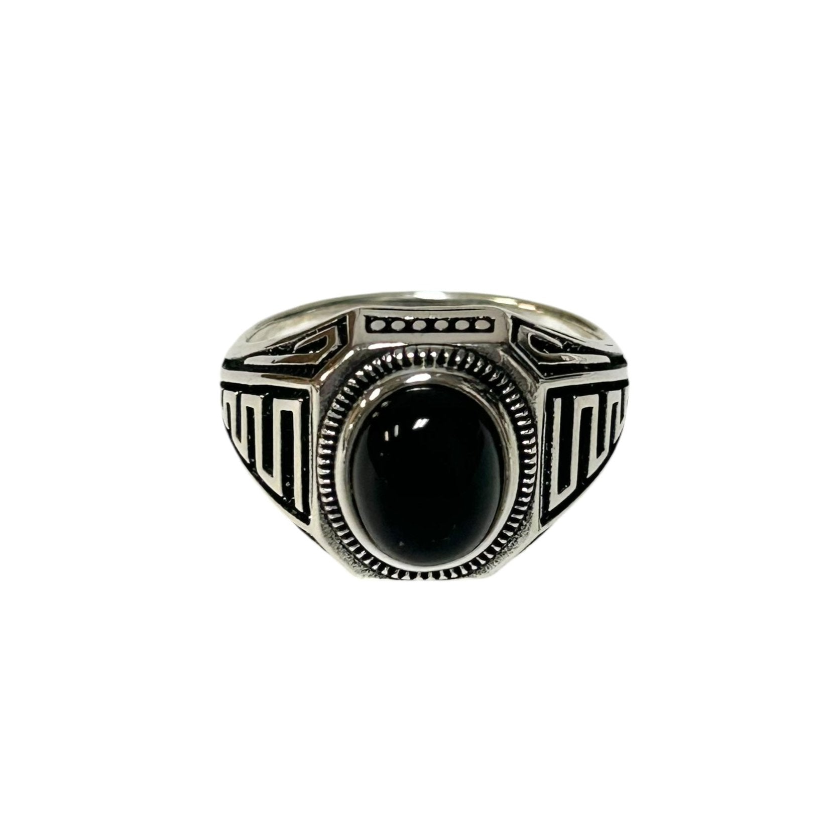 Sterling Silver Black Onyx Agate Stone Ring