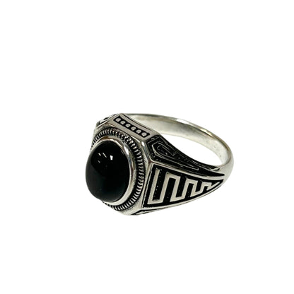 Sterling Silver Black Onyx Agate Stone Ring