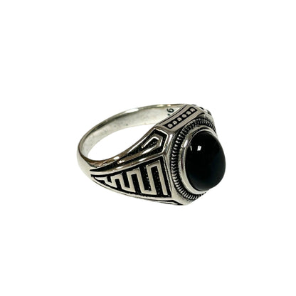 Sterling Silver Black Onyx Agate Stone Ring