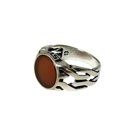 Sterling Silver Red Agate Stone Ring