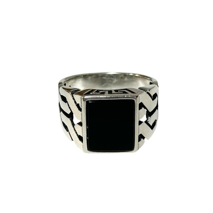 Sterling Silver Black Onyx Agate Stone Ring