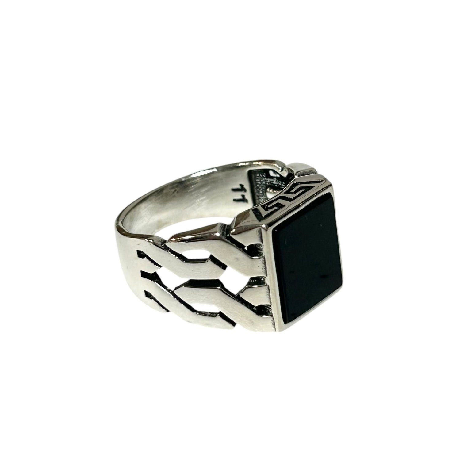 Sterling Silver Black Onyx Agate Stone Ring