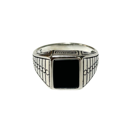 Sterling Silver Black Onyx Agate Stone Ring