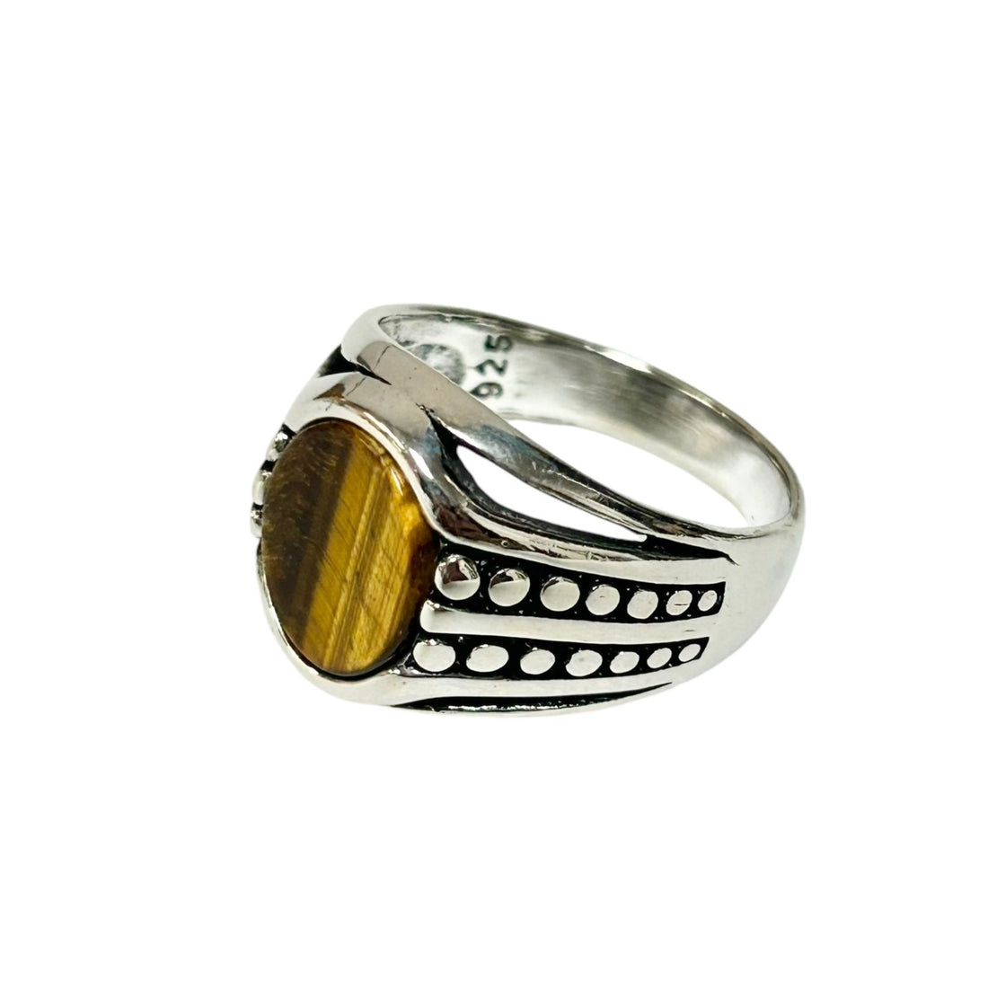 Sterling Silver Tiger Eye Agate Stone Ring