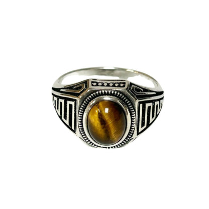 Sterling Silver Tiger Eye Agate Stone Ring