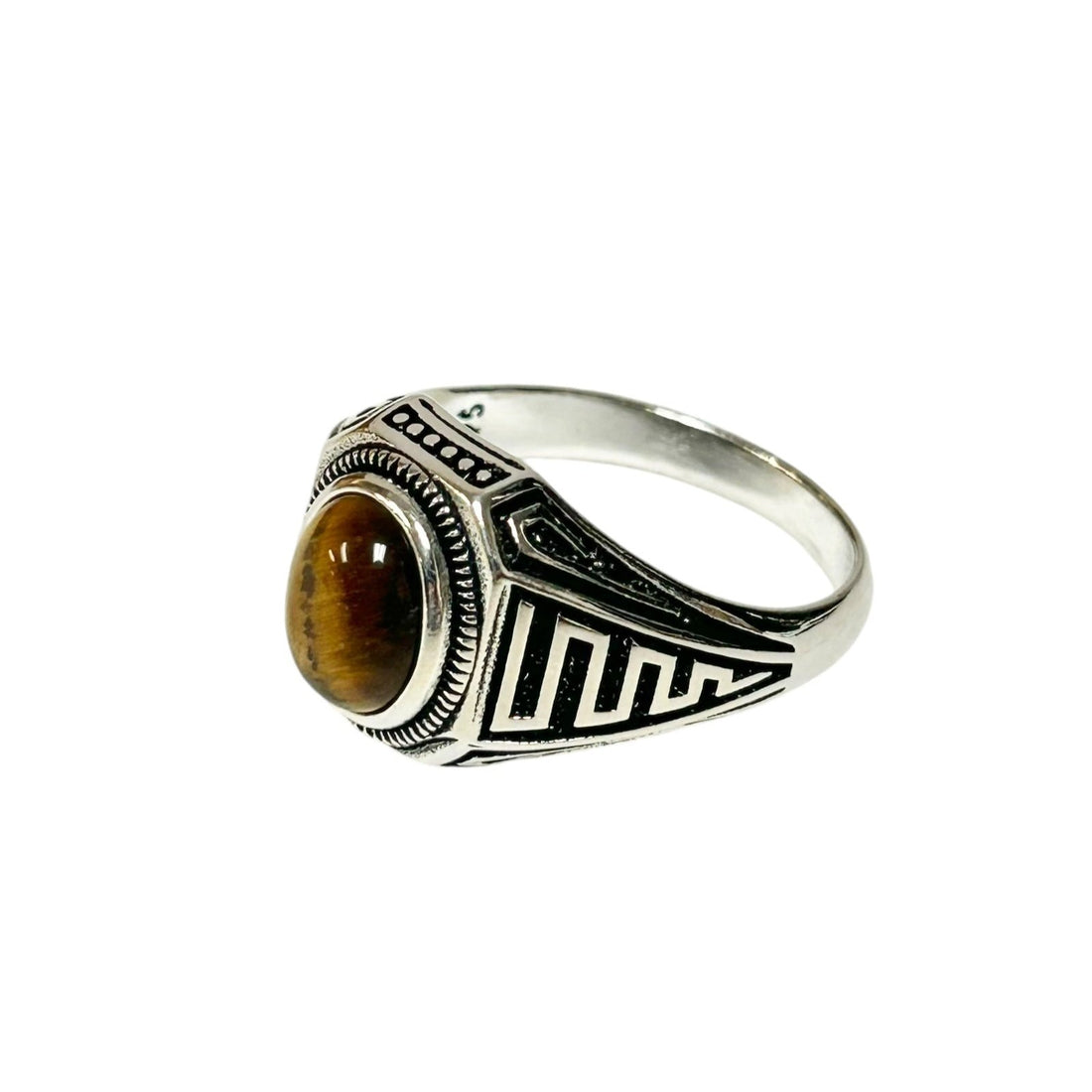 Sterling Silver Tiger Eye Agate Stone Ring