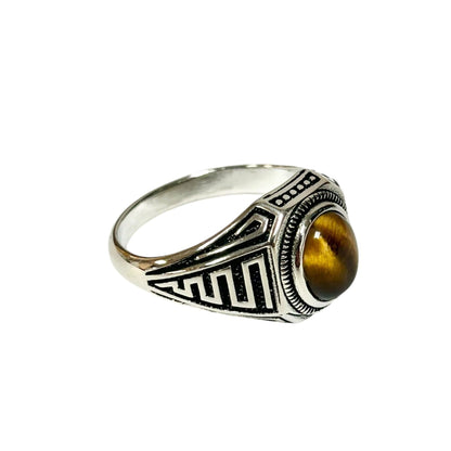 Sterling Silver Tiger Eye Agate Stone Ring