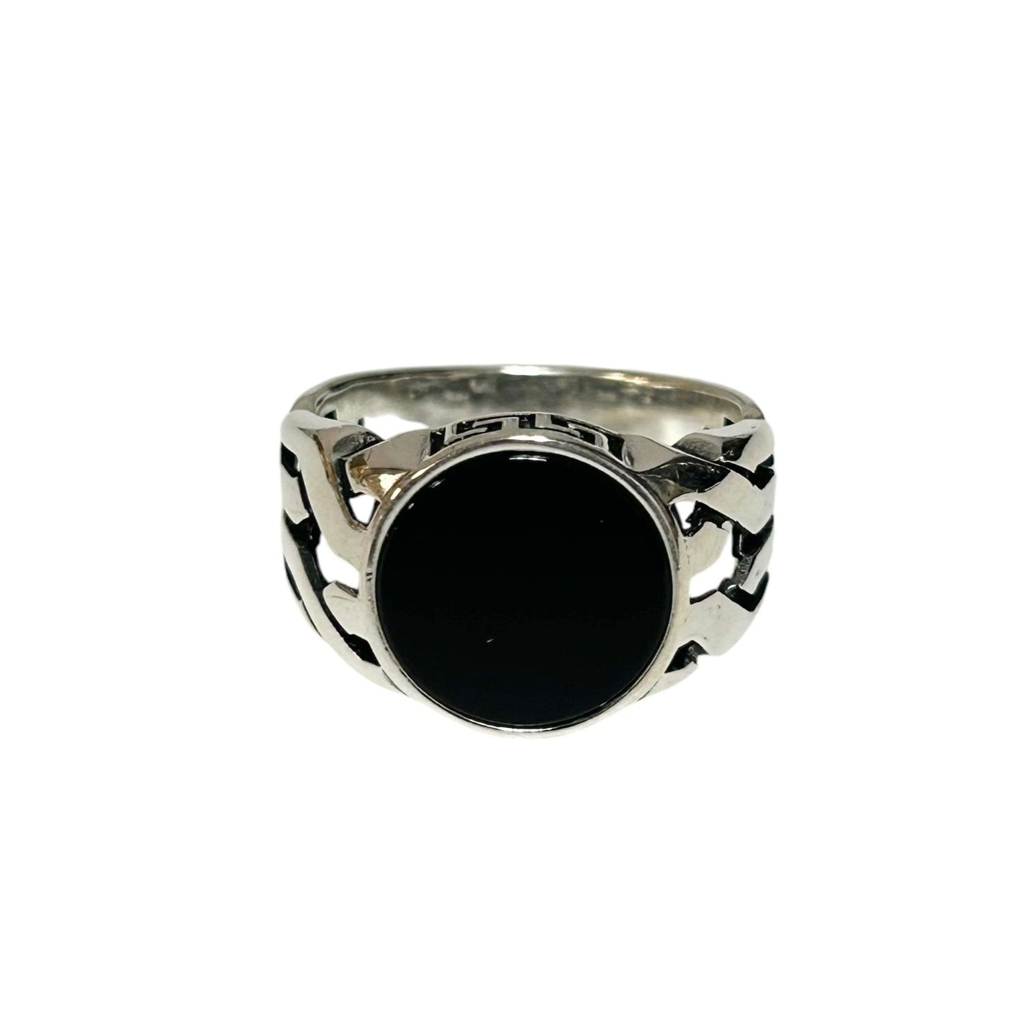 Sterling Silver Black Onyx Agate Stone Ring