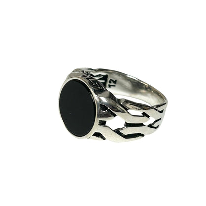 Sterling Silver Black Onyx Agate Stone Ring