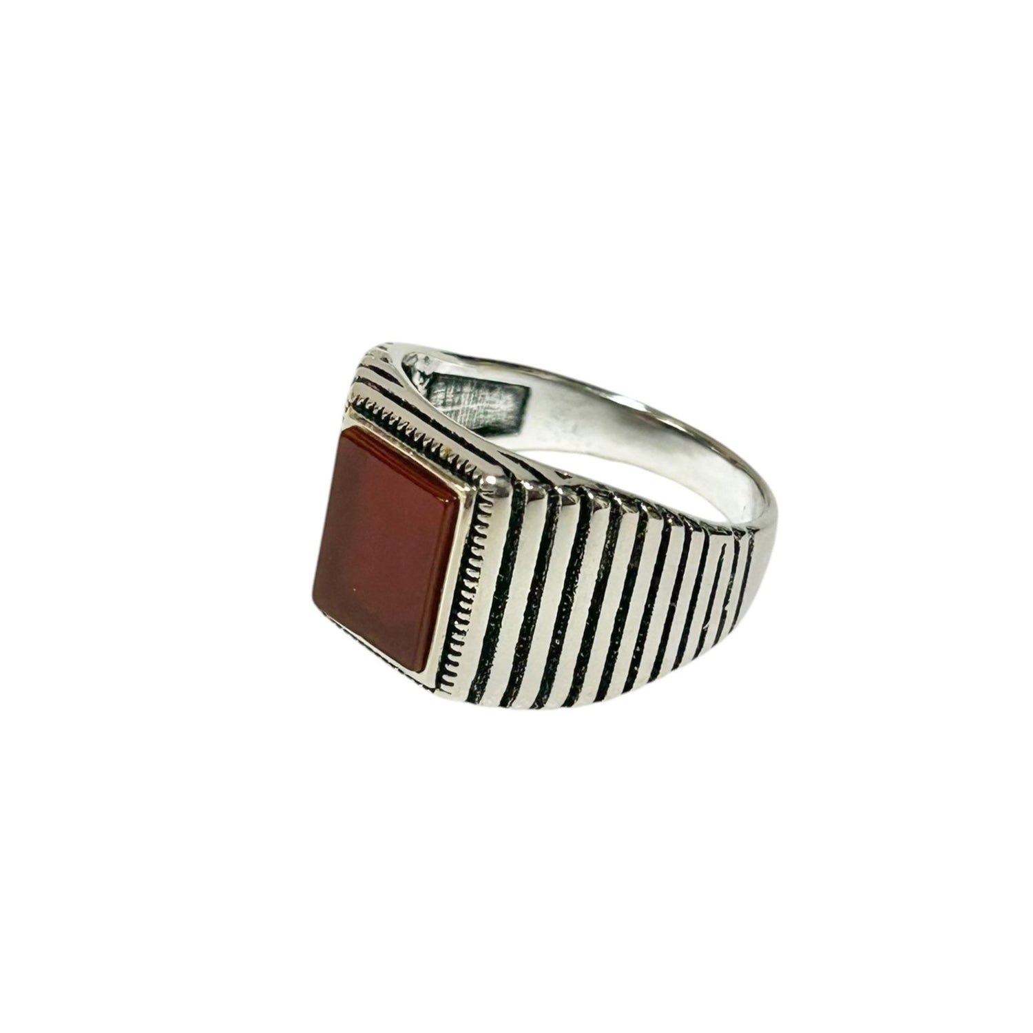 Sterling Silver Red Agate Stone Ring