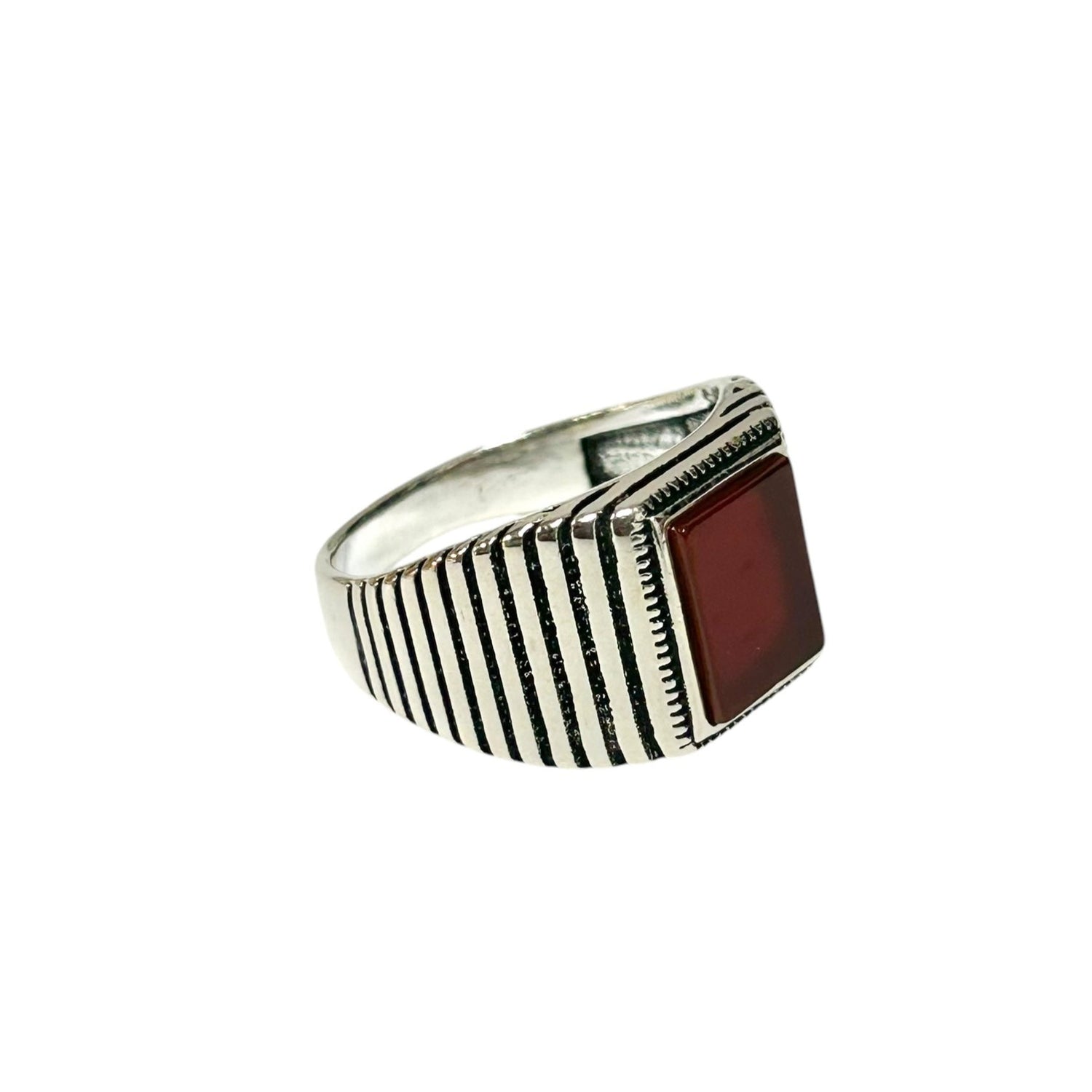 Sterling Silver Red Agate Stone Ring