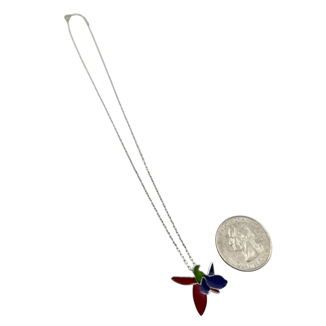 Sterling Silver Multicolor Bird Womens Necklace