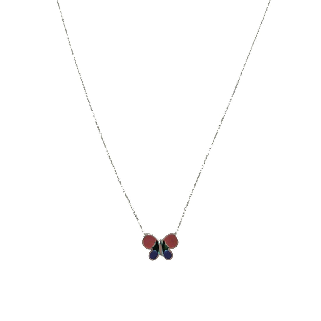 Sterling Silver Multicolor Butterfly Womens Necklace