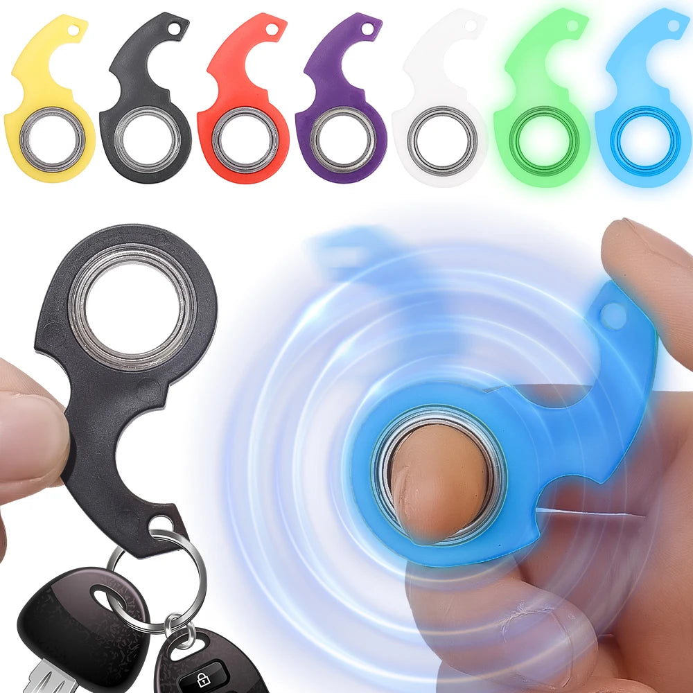 Spinner Stress Toy Keychain Metal Idget Toy Kid Fingertip Spinning Keyring Finger Fidget Ring Relieve Anxiety Boredom Party Gift