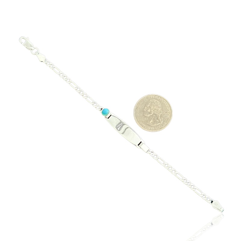 Sterling Silver Figaro Baby ID Bracelet