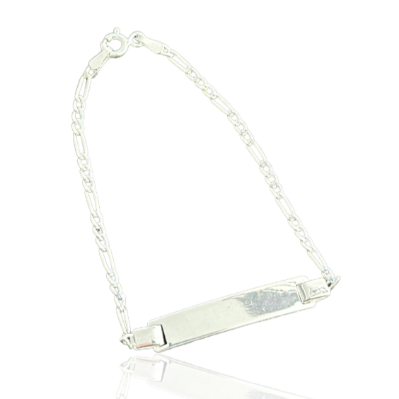 Sterling Silver Figaro Kids ID Bracelet