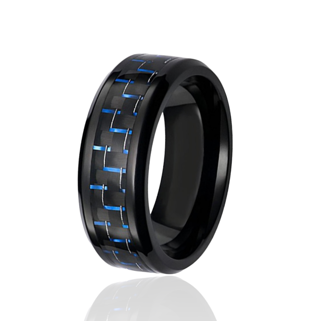 Blue Checker 8mm Tungsten Band