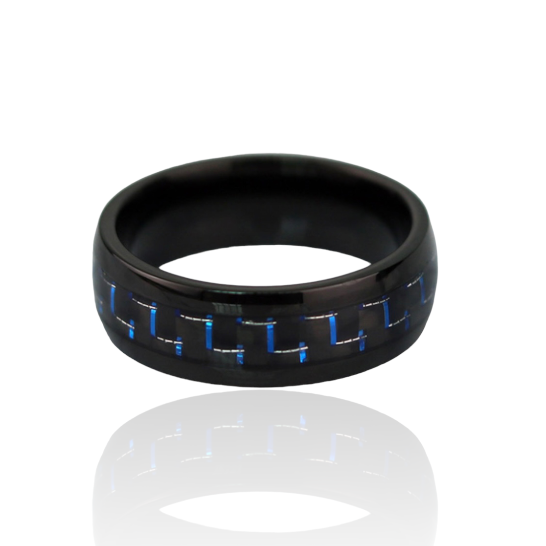 Blue Checker 8mm Tungsten Band