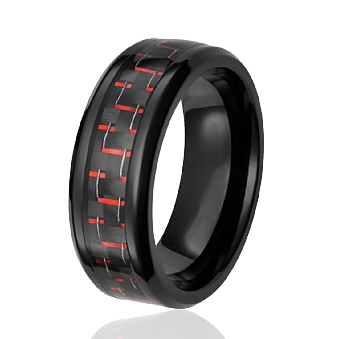 Red Checker 8mm Tungsten Band