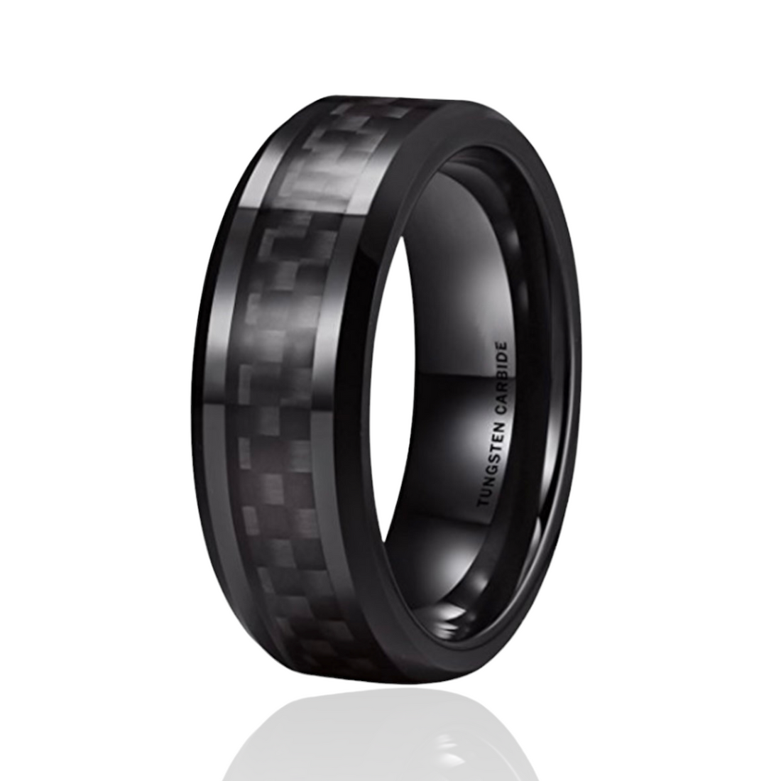 Black Checker 8mm Tungsten Band