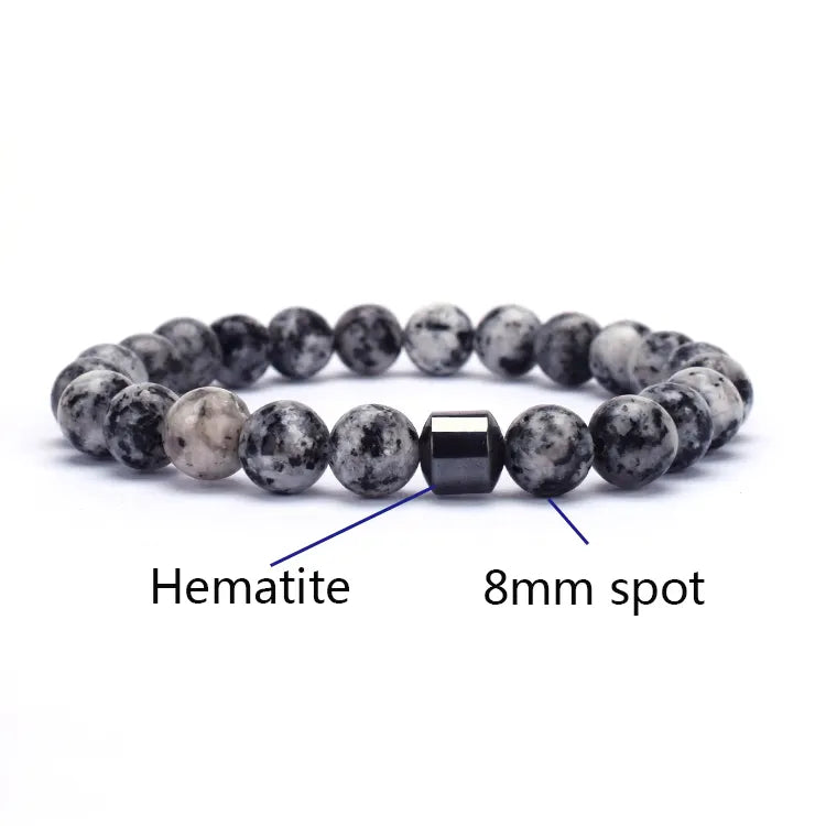 Black Spot Stone 8mm Stretch Bracelet