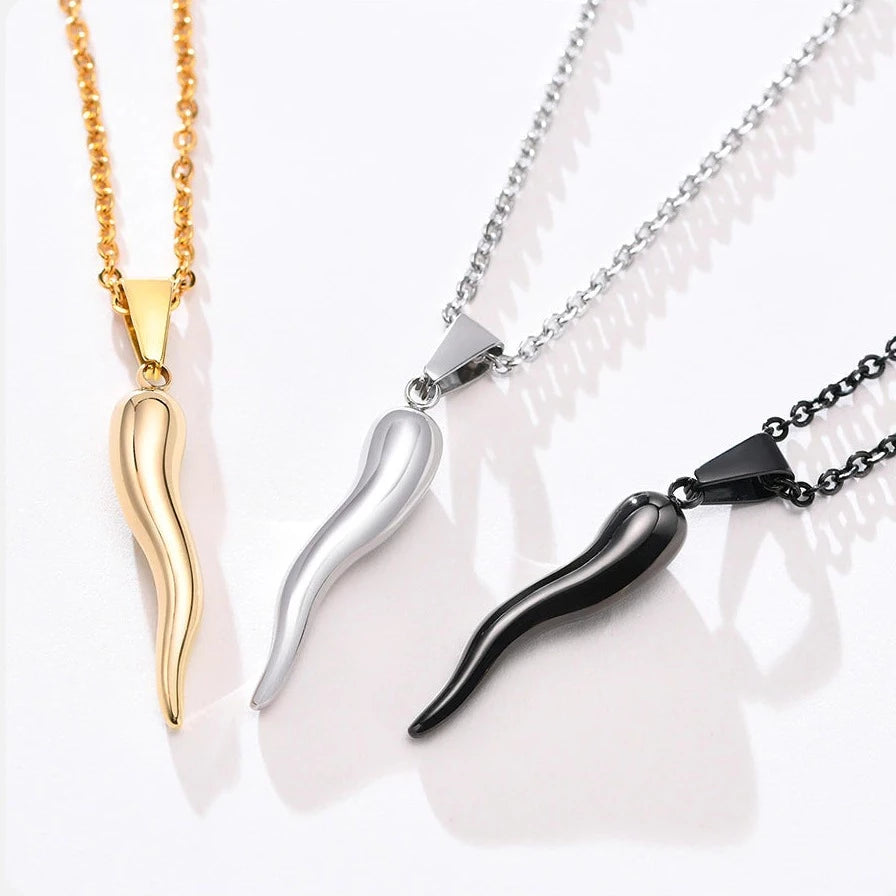 Stainless Steel Bull Horn Necklace