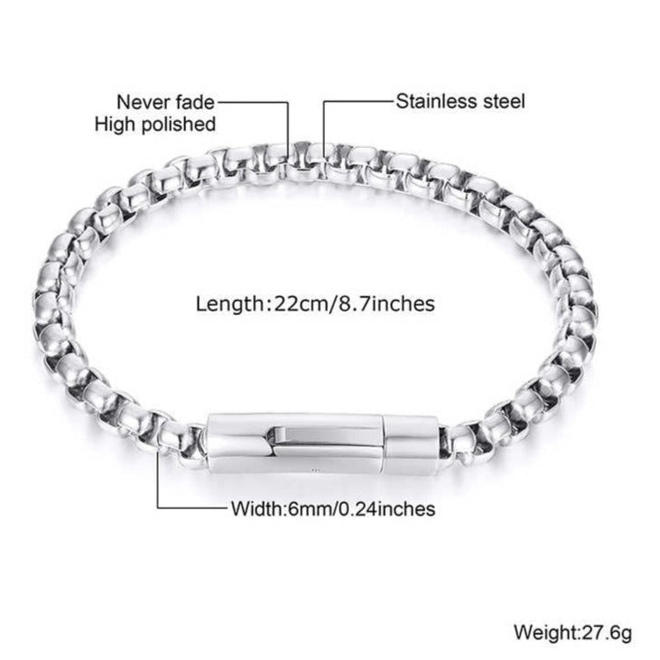 Stainless Steel Round Box Bracelet