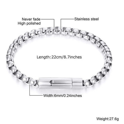 Stainless Steel Round Box Bracelet