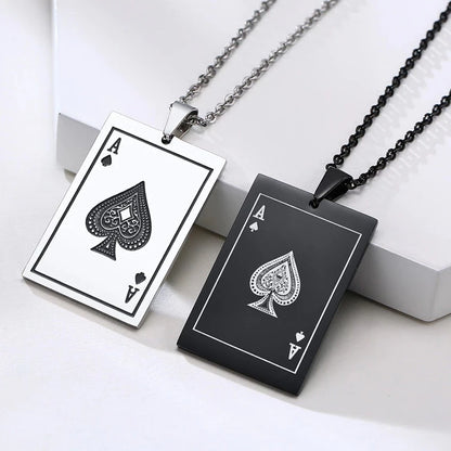 Stainless Steel Ace Of Spades Necklace