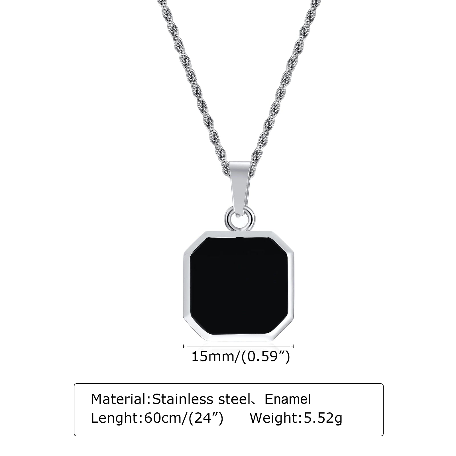 Stainless Steel Enamel Square Necklace