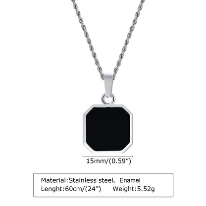 Stainless Steel Enamel Square Necklace