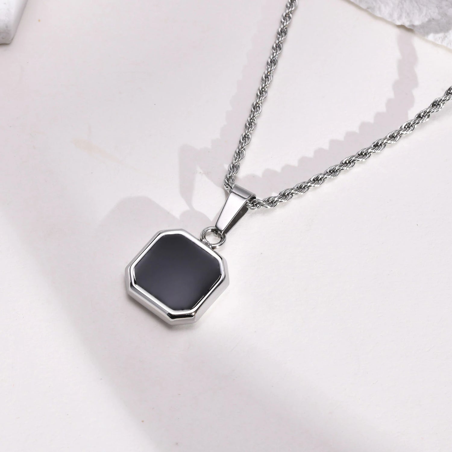 Stainless Steel Enamel Square Necklace