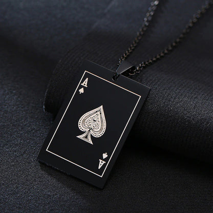 Stainless Steel Ace Of Spades Necklace