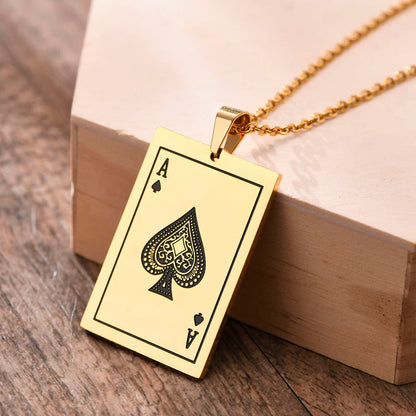 Stainless Steel Ace Of Spades Necklace