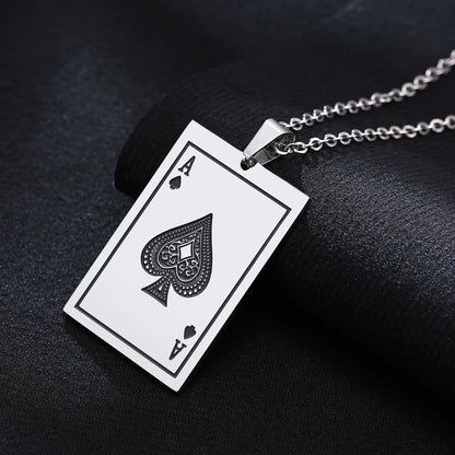 Stainless Steel Ace Of Spades Necklace