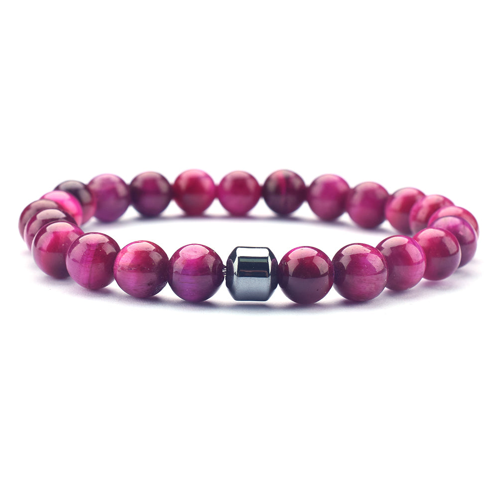 Pink Tiger Eye Agate 8mm Stretch Bracelet